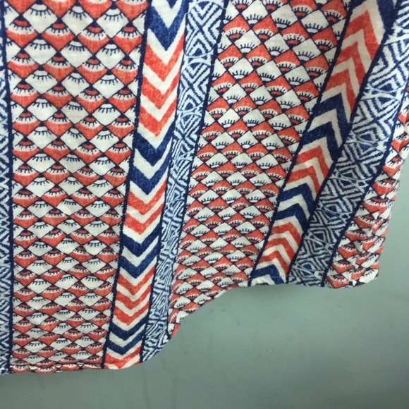 Lucky Brand Chevron Print Curved Hem Sleeveless Scoopneck Midi Sun Dress Small - Picture 8 of 9